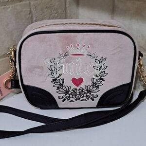 Juicy Couture Dusty Blush Choclate Heritage Crossbody Bag NWT